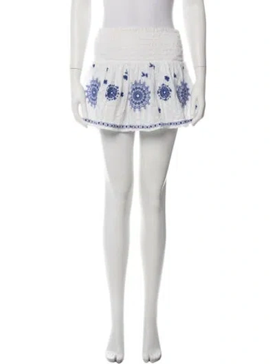 Pre-owned Ramy Brook Floral Print Mini Skirt In White