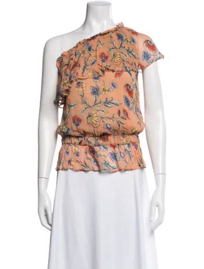 Pre-owned Ramy Brook Floral Print One-shoulder Blouse W/ Tags In Multi
