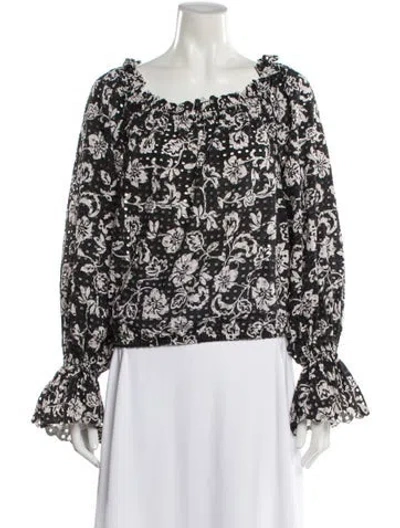 Pre-owned Ramy Brook Floral Print Square Neckline Blouse In Multi