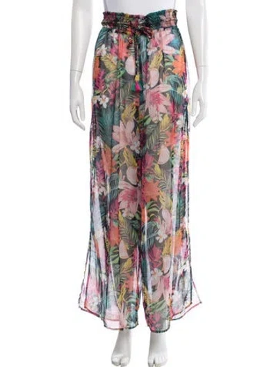 Pre-owned Ramy Brook Floral Print Tassel Accents Cover-up In Multi