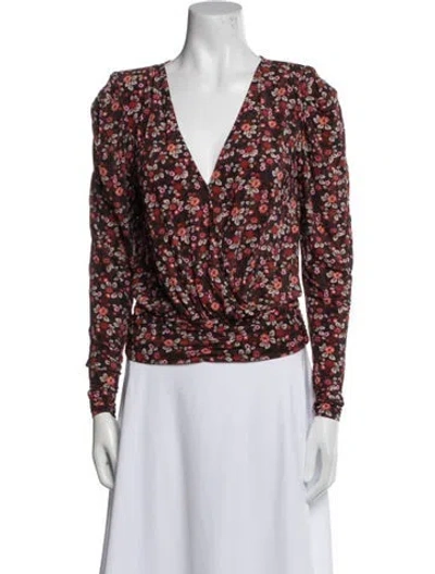 Pre-owned Ramy Brook Floral Print V-neck Blouse In Multi