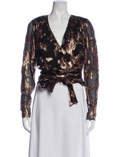 Pre-owned Ramy Brook Floral Print V-neck Blouse In Multi