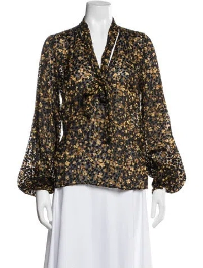 Pre-owned Ramy Brook Floral Print V-neck Blouse In Multi