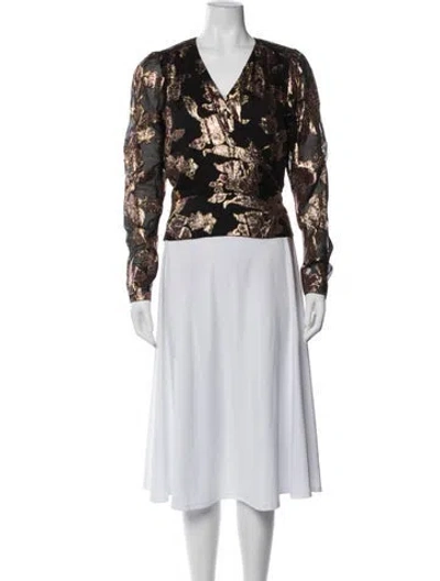 Pre-owned Ramy Brook Floral Print V-neck Blouse In Multi