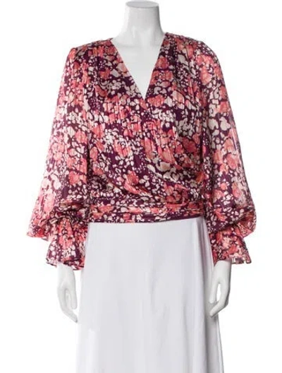 Pre-owned Ramy Brook Floral Print V-neck Blouse In Pink
