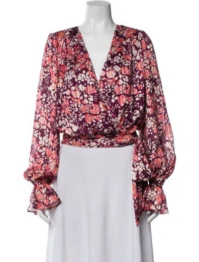 Pre-owned Ramy Brook Floral Print V-neck Blouse In Pink