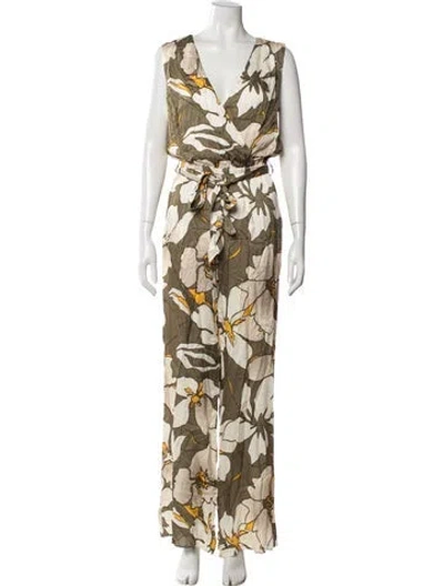 Pre-owned Ramy Brook Floral Print V-neck Jumpsuit W/ Tags In Multi