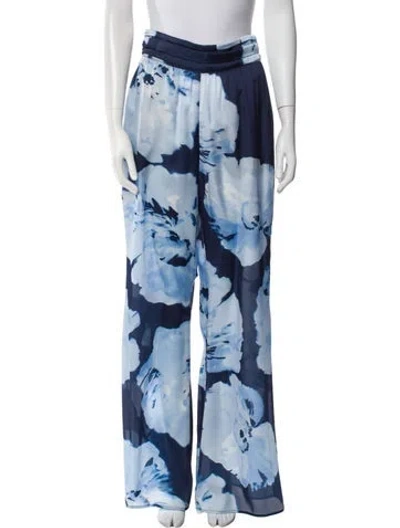 Pre-owned Ramy Brook Floral Print Wide Leg Pants In Blue