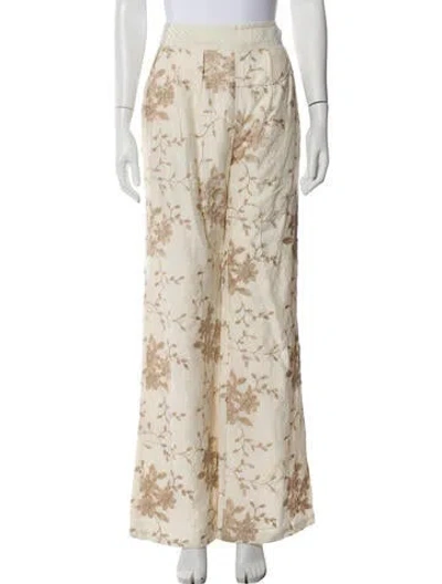 Pre-owned Ramy Brook Floral Print Wide Leg Pants In Neutral