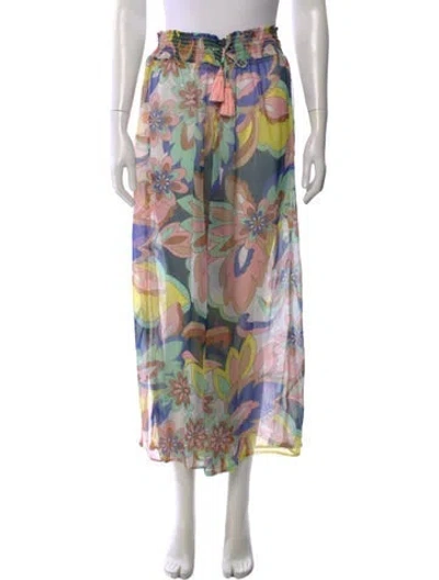 Pre-owned Ramy Brook Floral Print Wide Leg Pants In Neutral