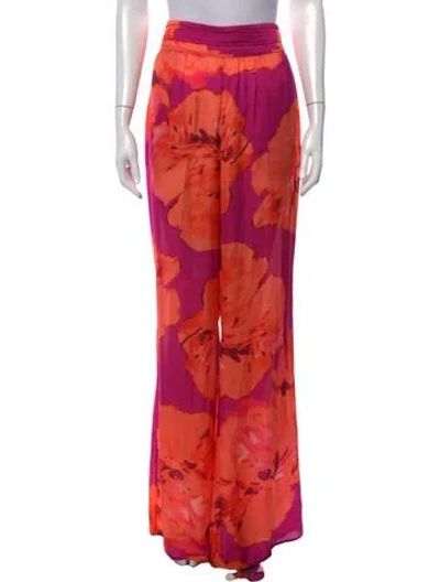 Pre-owned Ramy Brook Floral Print Wide Leg Pants W/ Tags In Orange