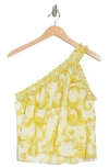 Ramy Brook Florence Print One-shoulder Top In Yellow