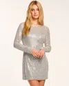 Ramy Brook Forrest Sequin Long Sleeve Minidress In Grey Mesh