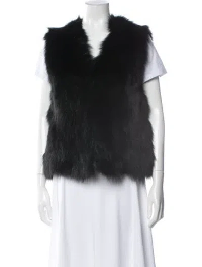 Pre-owned Ramy Brook Fox Fur Jacket In Black