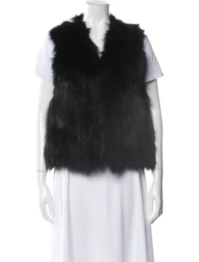 Pre-owned Ramy Brook Fox Fur Jacket In Blue