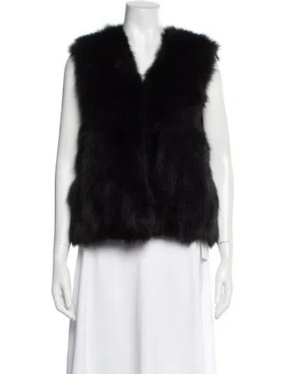 Pre-owned Ramy Brook Fox Vest In Black