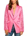 Ramy Brook Foxi Lace Sleeve Blazer In Pink
