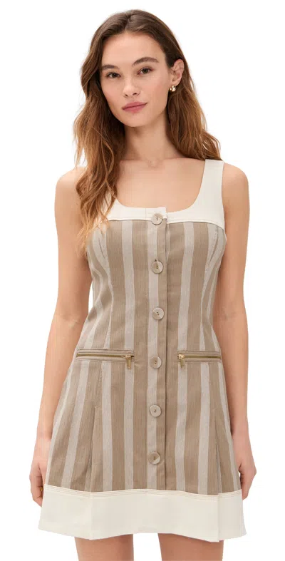 Ramy Brook Francesca Dress Sandstone Cotton Stripe In Brown