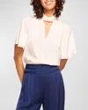 Ramy Brook Freda Satin Flutter-sleeve Blouse In Ivory