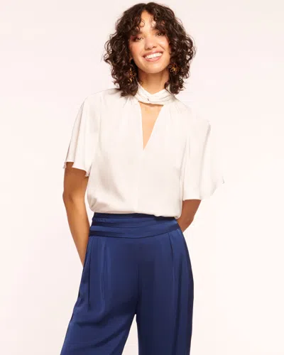 Ramy Brook Freda Short Sleeve V-neck Blouse In Ivory