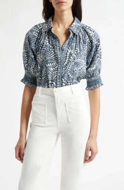 Ramy Brook Freya Cotton Button-up Shirt In Blue