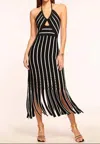 Ramy Brook Frida Stripe Halter Midi Dress In Black