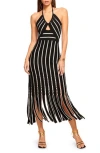 Ramy Brook Frida Stripe Halter Midi Dress In Black