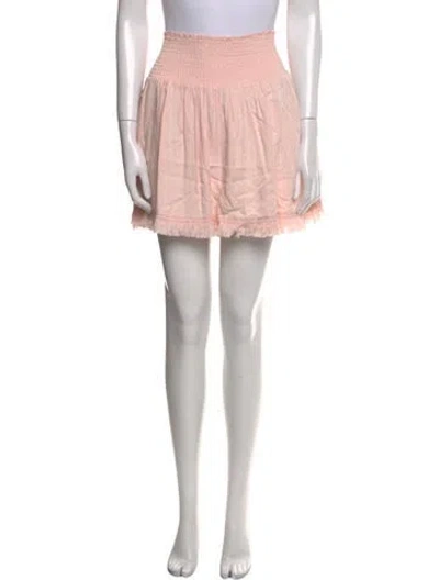 Pre-owned Ramy Brook Fringe Trim Accent Mini Skirt In Pink