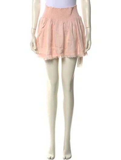 Pre-owned Ramy Brook Fringe Trim Accent Mini Skirt In Pink
