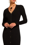 Ramy Brook Gabby Knit Button Down Midi Dress In Black