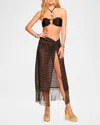 Ramy Brook Gaia Coverup Midi Skirt In Black/gold Zig Zag