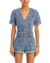 Ramy Brook Galilea Denim Romper In Indigo Floral In Blue