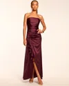 Ramy Brook Galilee Strapless Ruffle Gown In Burgundy