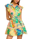 Ramy Brook Marceline Belted Cotton Poplin Mini Shirtdress In Gardent Print