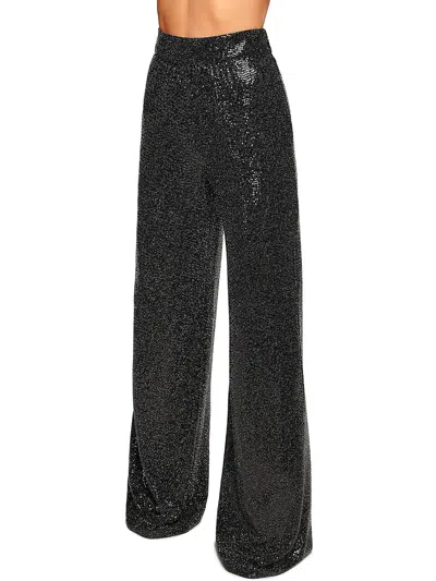 Ramy Brook Gavin Womens Metallic High Rise Wide Leg Pants In Black