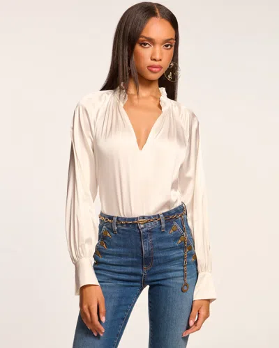 Ramy Brook Gayle Silk Long Sleeve Blouse In Ivory