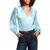 Ramy Brook Gayle Silk Long Sleeve Blouse In Dream Blue
