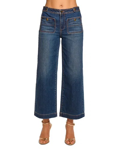 Ramy Brook Gemma High Rise Wide Ankle Jeans In Medium Wash In Blue