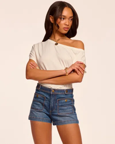 Ramy Brook Gemma Mid-rise Denim Mini Short In Blue