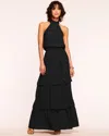Ramy Brook Genevieve Halter Neck Tiered Maxi Dress In Black