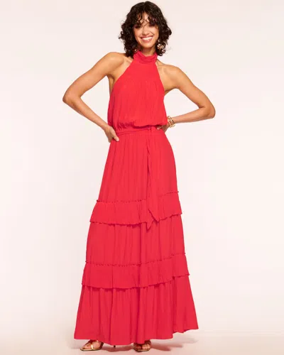 Ramy Brook Genevieve Halter Maxi Dress In Flame