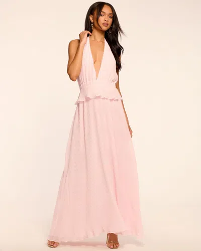 Ramy Brook Genevieve Plunging Halter Maxi Dress In Misty Pink
