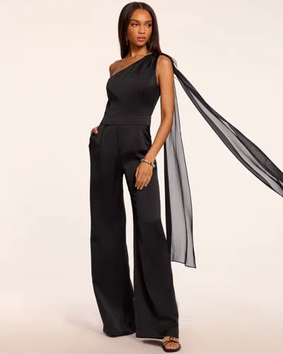 Ramy Brook Genny One-shoulder Wide Leg Jumpsuit In Black