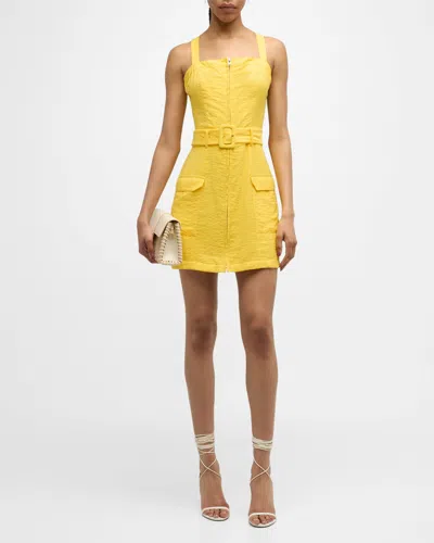 Ramy Brook Georgia Belted Mini Dress In Bright Lemon