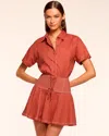 Ramy Brook Georgia Cotton Poplin Short Sleeve Mini Dress In Orange
