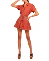 Ramy Brook Georgia Cotton Poplin Short Sleeve Mini Dress In Orange