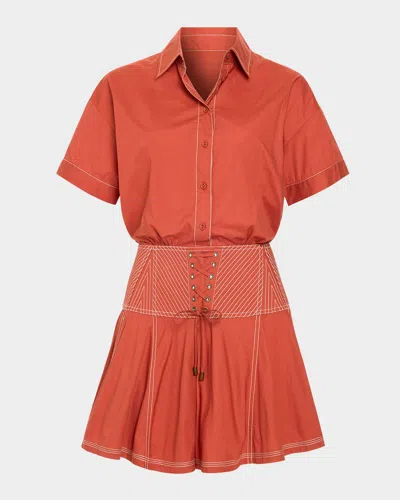 RAMY BROOK GEORGIA LACE-UP MINI SHIRTDRESS
