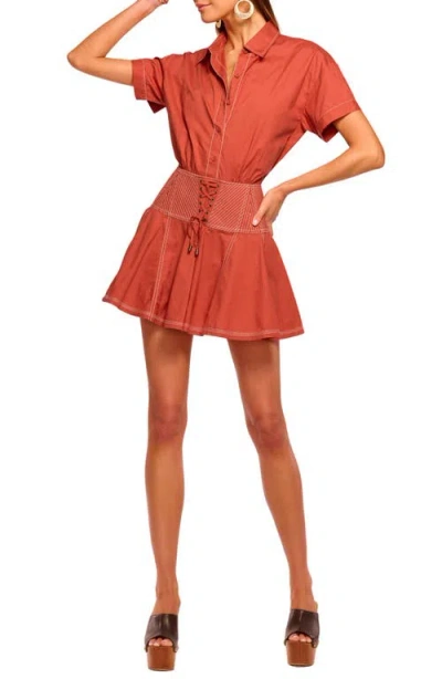 RAMY BROOK RAMY BROOK GEORGIA TOPSTITCH DETAIL COTTON MINIDRESS