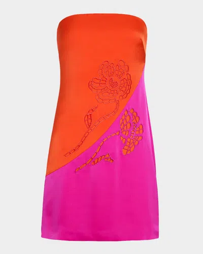 Ramy Brook Gerrie Colorblock Strapless Mini Dress In Multi