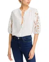Ramy Brook Gia Lace Sleeve Button-up Top In Ivory